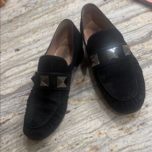 Valentino Black Loafers with Silver Accents